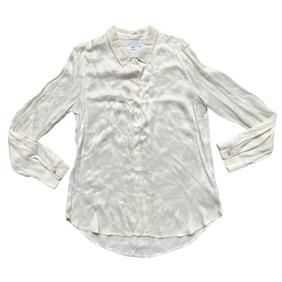 Velvet by Graham & Spencer Josey Blouse Cream Size Small Minimalist - Picture 4 of 9